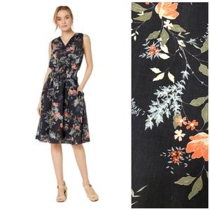 Michael Stars | Black Floral Sleeveless V-Neck Dress XS